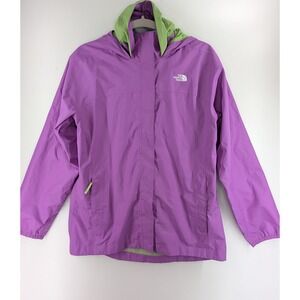 The North Face Girls DryVent Rain Jacket Purple Lime Green XL Waterproof Hooded